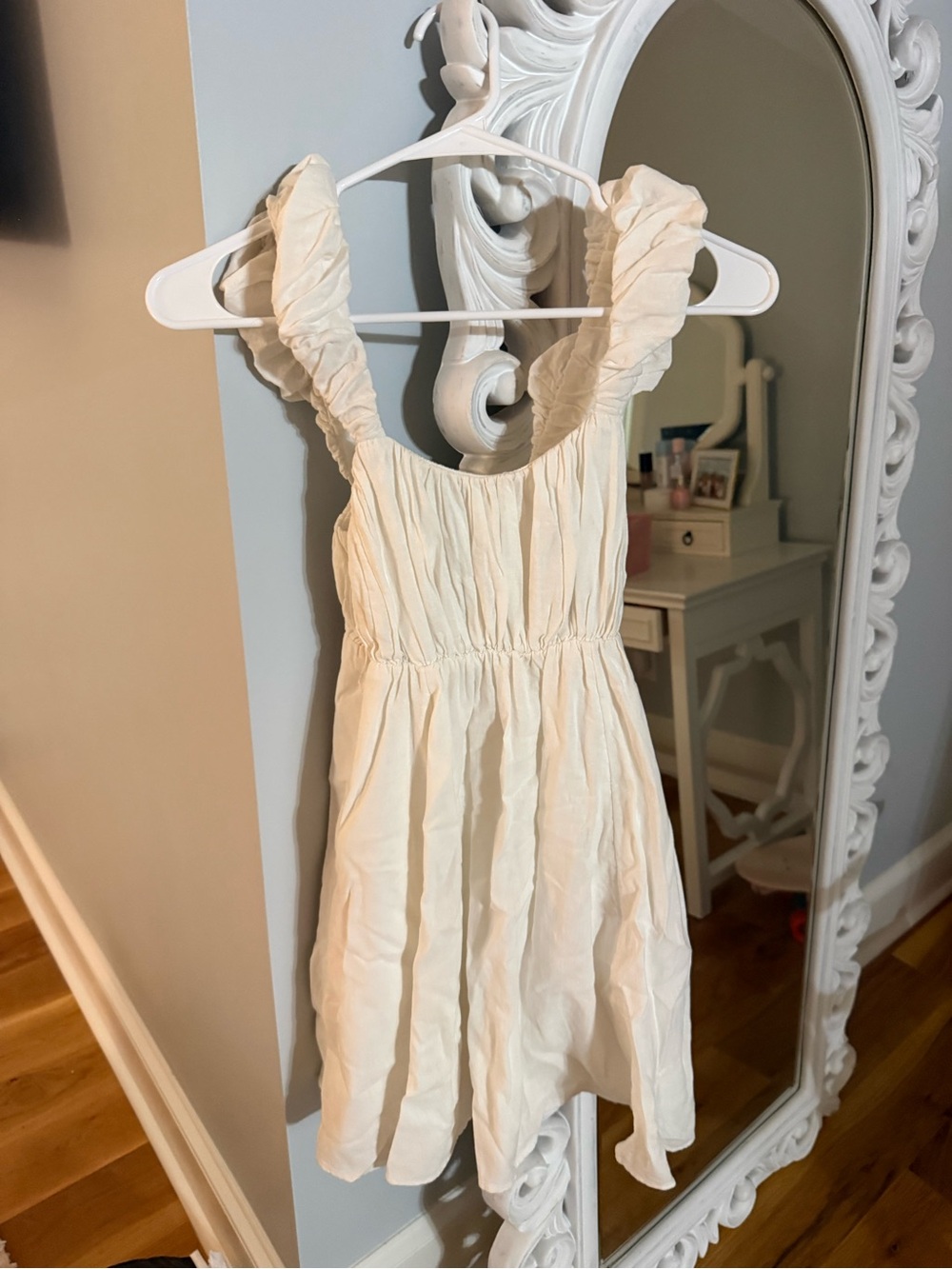 Abercrombie & Fitch Cream Ruffled Strap Mini Dress